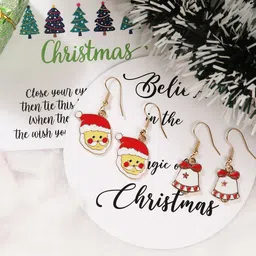 EL REGALO Christmas Red Pack Of 2 Gold Plated Star Shaped Hoop Earrings image 1