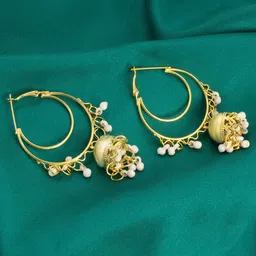 PRIVIU Gold-Plated Crescent Shaped Hoop Earrings image 1