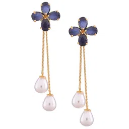 RATNAVALI JEWELS Gold-Plated Floral Drop Earrings-picture-52