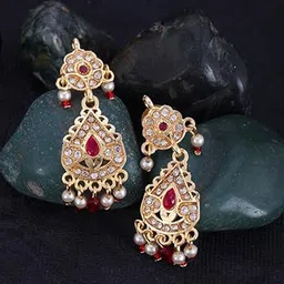 Vighnaharta Gold-Plated Contemporary Drop Earrings-picture-19