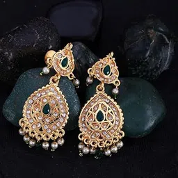 Vighnaharta Gold-Plated Contemporary Drop Earrings-picture-23