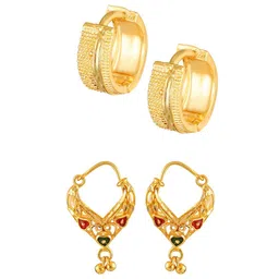 Vighnaharta Set Of 2 Gold Plated Circular Hoop Earrings-picture-31