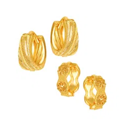 Vighnaharta Set Of 2 Gold-Plated Floral Hoop Earrings-picture-15
