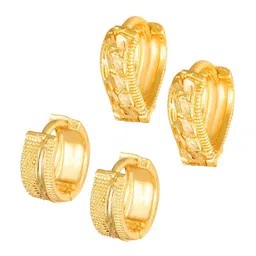 Vighnaharta Set Of 2 Gold-Plated Floral Hoop Earrings-picture-17