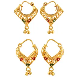 Vighnaharta Set Of 2 Floral Gold-Plated Hoop Earrings-picture-24