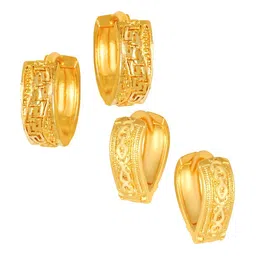 Vighnaharta Set Of 2 Gold Plated Circular Studs Hoop Earrings-picture-16