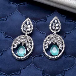 ZENEME Sea Green Oval Drop Earrings-picture-41