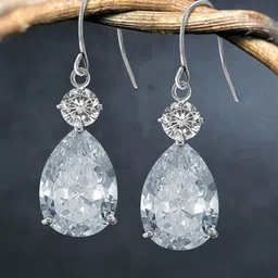 Peora Silver-Plated Cubic Zirconia Contemporary Drop Earrings-image-67