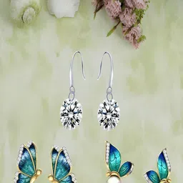 UNIVERSITY TRENDZ Pack Of 3 Gold Plated Contemporary Drop Earrings-picture-18
