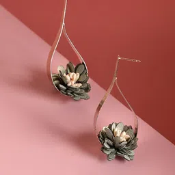 SOHI Gold Plated Floral Drop Earrings-picture-41