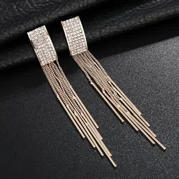 Yellow Chimes Women Gold-Toned Tasseled  Drop Earrings-image-81