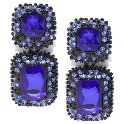 DressBerry Artificial Stones Studded Contemporary Drop Earrings-picture-33