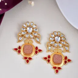 Silvermerc Designs Gold-Plated Floral Shaped Drop Earrings-picture-18