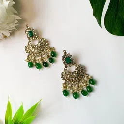 I Jewels Gold-Plated Kundan Studded Contemporary Chandbali-picture-43