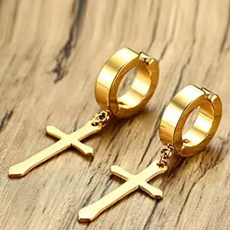 VIEN Gold-Plated Contemporary Stainless Steel Hoop Earrings-picture-37