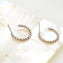 AMI Women Rose Gold-Toned Contemporary Handcrafted Hoop Earrings-picture-41