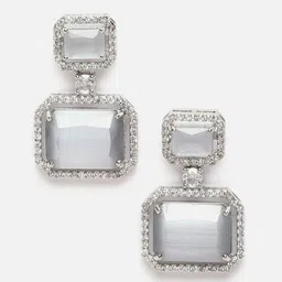 Aazeen Rhodium-Plated Square Drop Earrings-picture-52