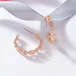 AMI Rose Gold-Plated Circular Half Hoop Earrings image 1