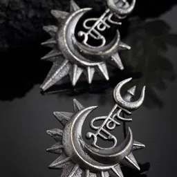 PANASH Oxidized Silver-Toned Quirky Drop Earrings-picture-24