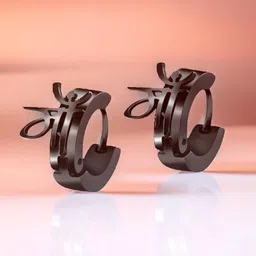 VIEN Unisex Stainless Steel Cubic Zirconia Contemporary Hoop Earring-picture-23