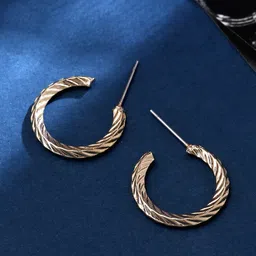 VIRAASI Gold-Plated Contemporary Half Hoop Earrings-picture-28