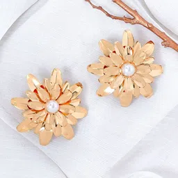 JOKER & WITCH Gold-Plated Floral Shape Artificial Beads-Beaded Studs Earrings-picture-30