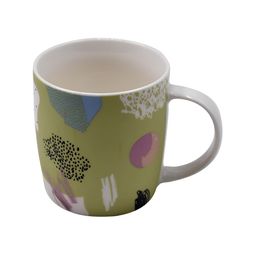 Kookee White & Green Floral Printed Ceramic Glossy Mugs 325 ml-picture-42