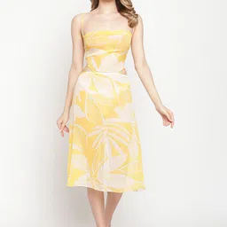 aoba EROTISSCH Women Yellow & White Printed Cover-Up Beachwear Dress-picture-39