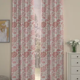 ROSARA HOME Pink & Off-White Set of 2 Jacquard Door Curtains-picture-29