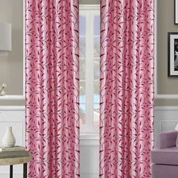 ROMEE Pink & Red 2 Pieces Floral Room Darkening Door Curtain-image-65