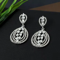 AccessHer Silver-Toned Teardrop Shaped Drop Earrings-picture-41
