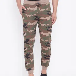 HARBOR N BAY Men Green & Beige Printed Joggers image 1