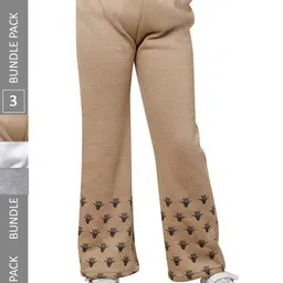 IndiWeaves Girls Pack of 3 Bottom Printed Straight-Fit Acrylic Track Pants-picture-58