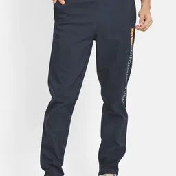 Octave Men Navy Blue Solid Cotton Track Pants-picture-33