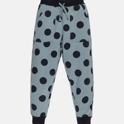 KiddoPanti Kids Boys Blue Polka Dot Printed Cotton Track Pants-picture-42