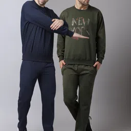 mack jonney VIMAL JONNEY Men Pack Of 2 Solid Pure Cotton Tracksuits image 1