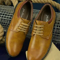John Karsun Men Tan Textured Derbys-picture-41