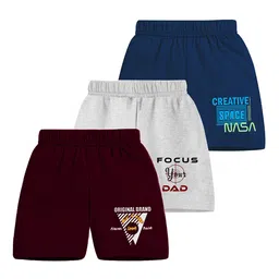 MIST N FOGG Kids Pack Of 3 Typography Printed Regular Fit Cotton Shorts-picture-16