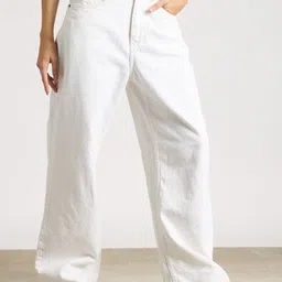 FREAKINS Women Wide Leg High-Rise Clean Look Cotton Jeans-image-67