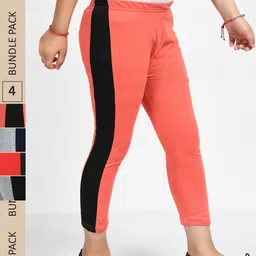 IndiWeaves Pack Of 4 Girls Striped Mid Rise Pure Cotton Capris-picture-20