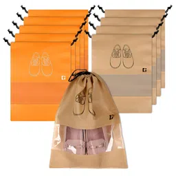 Kuber Industries Set Of 10 Pcs Non-Woven Shoe Cover Bags with Transparent Window image 1