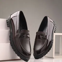 HERE&NOW Men Coffee Brown Formal Penny Loafers-picture-17