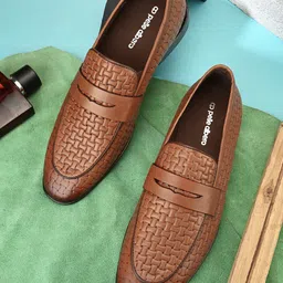 pelle albero Men Textured Leather Formal Penny Loafers-picture-25