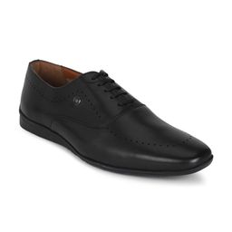 Louis Philippe Men Black Woven Design Leather Formal Oxfords-picture-30