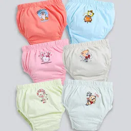 MooNKids Infants Pack of 6 Printed Detail Cotton Basic Briefs-picture-33