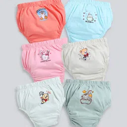 MooNKids Infants Pack of 6 Printed Detail Cotton Basic Briefs-picture-27