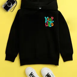 NUSYL Unisex Kids Black Printed Hooded Sweatshirt-picture-37