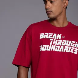 HRX by Hrithik Roshan Men Typography Printed Pure Cotton Oversized T-shirt image 1