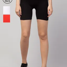 Apraa & Parma Women Pack of 3 Multi Slim Fit Cycling Sports Shorts-picture-27