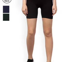 Apraa & Parma Women Pack Of 3 Slim Fit Cycling Sports Shorts-picture-24